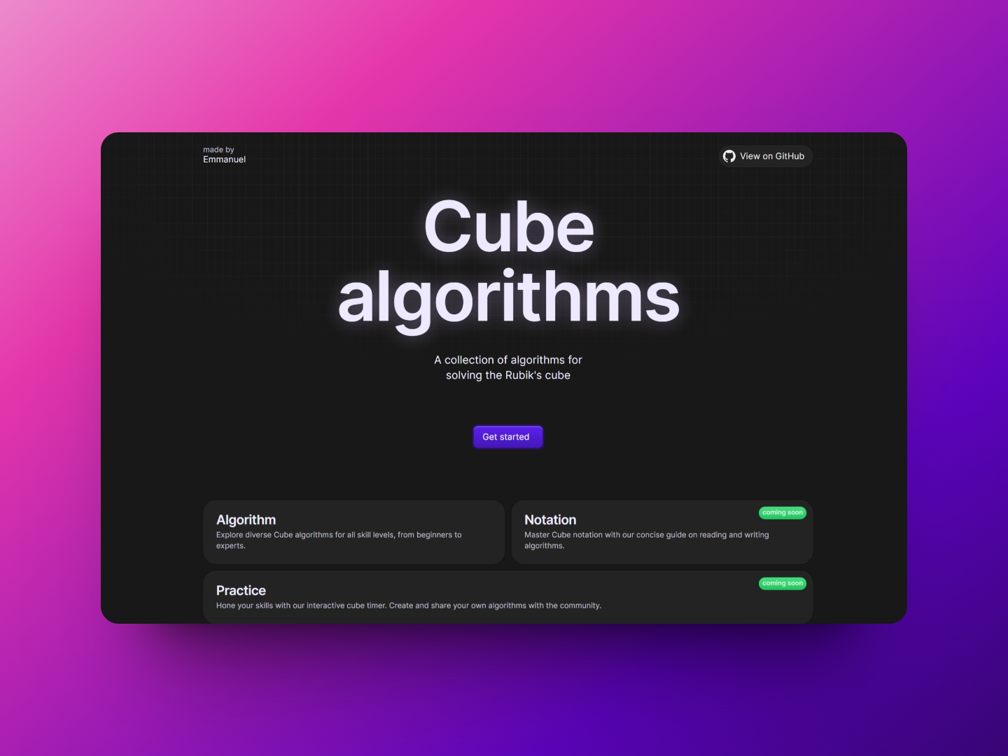 Cube algorithms